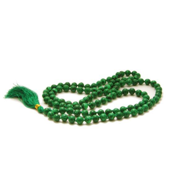 Well Malachite Mala Beads Necklace - 108 count