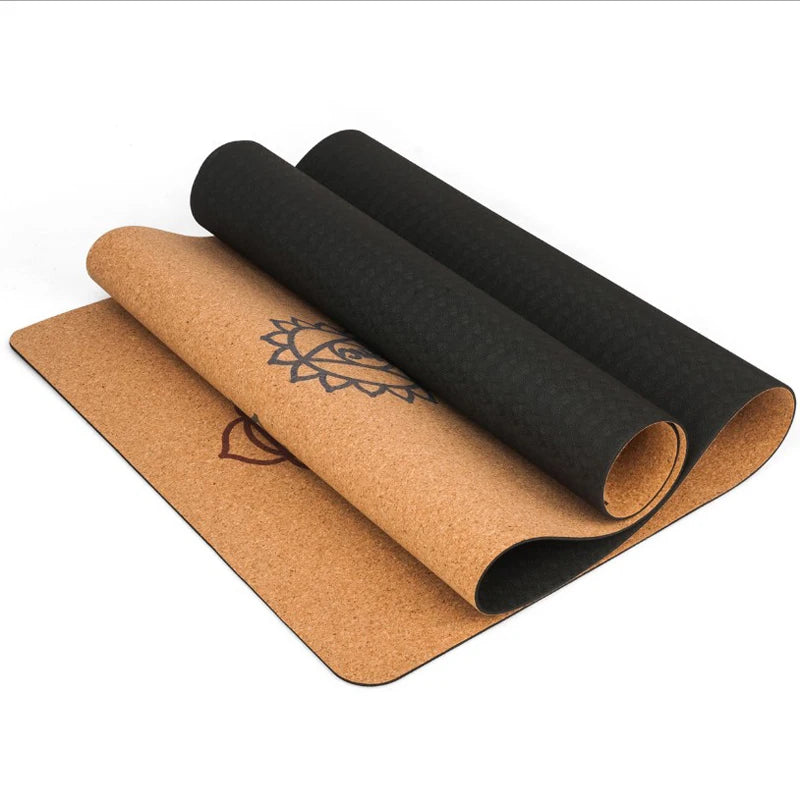 Natural Cork Yoga mat With Position Body Line