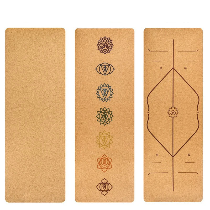 Natural Cork Yoga mat With Position Body Line