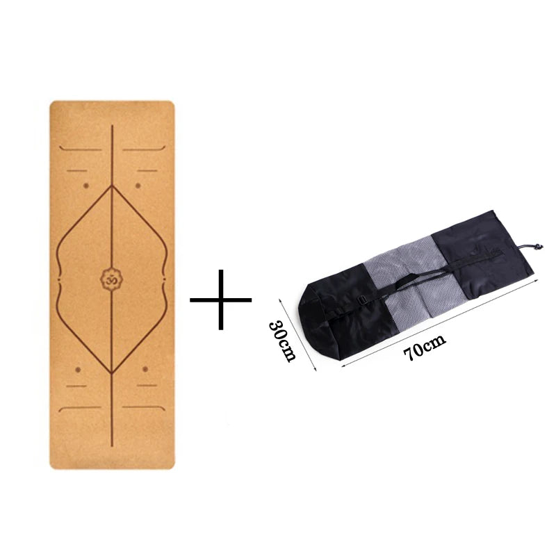 Natural Cork Yoga mat With Position Body Line