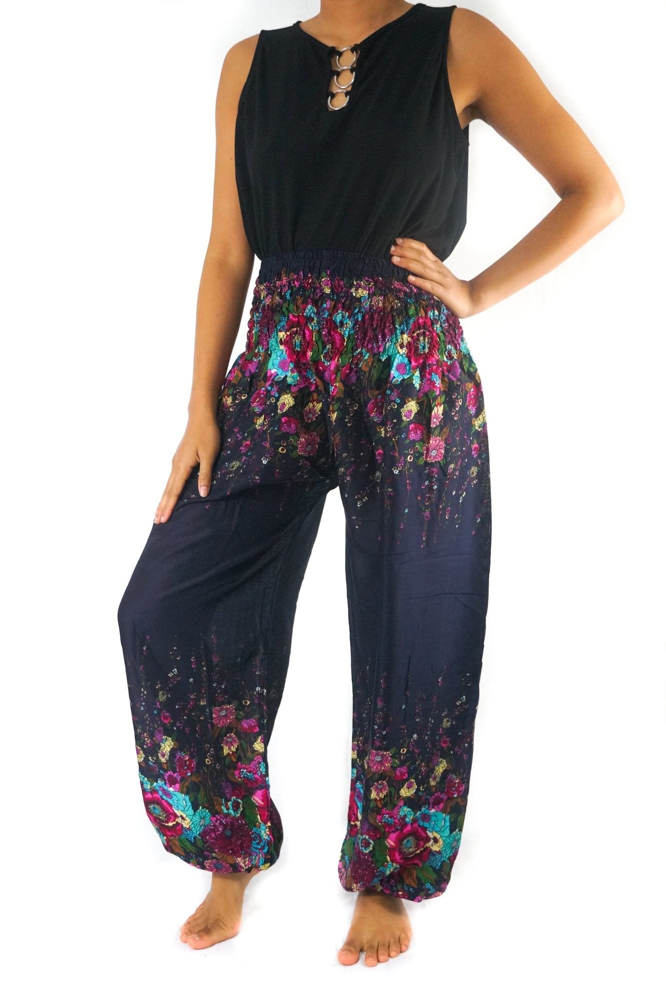Blue FLORAL Women Harem Pants