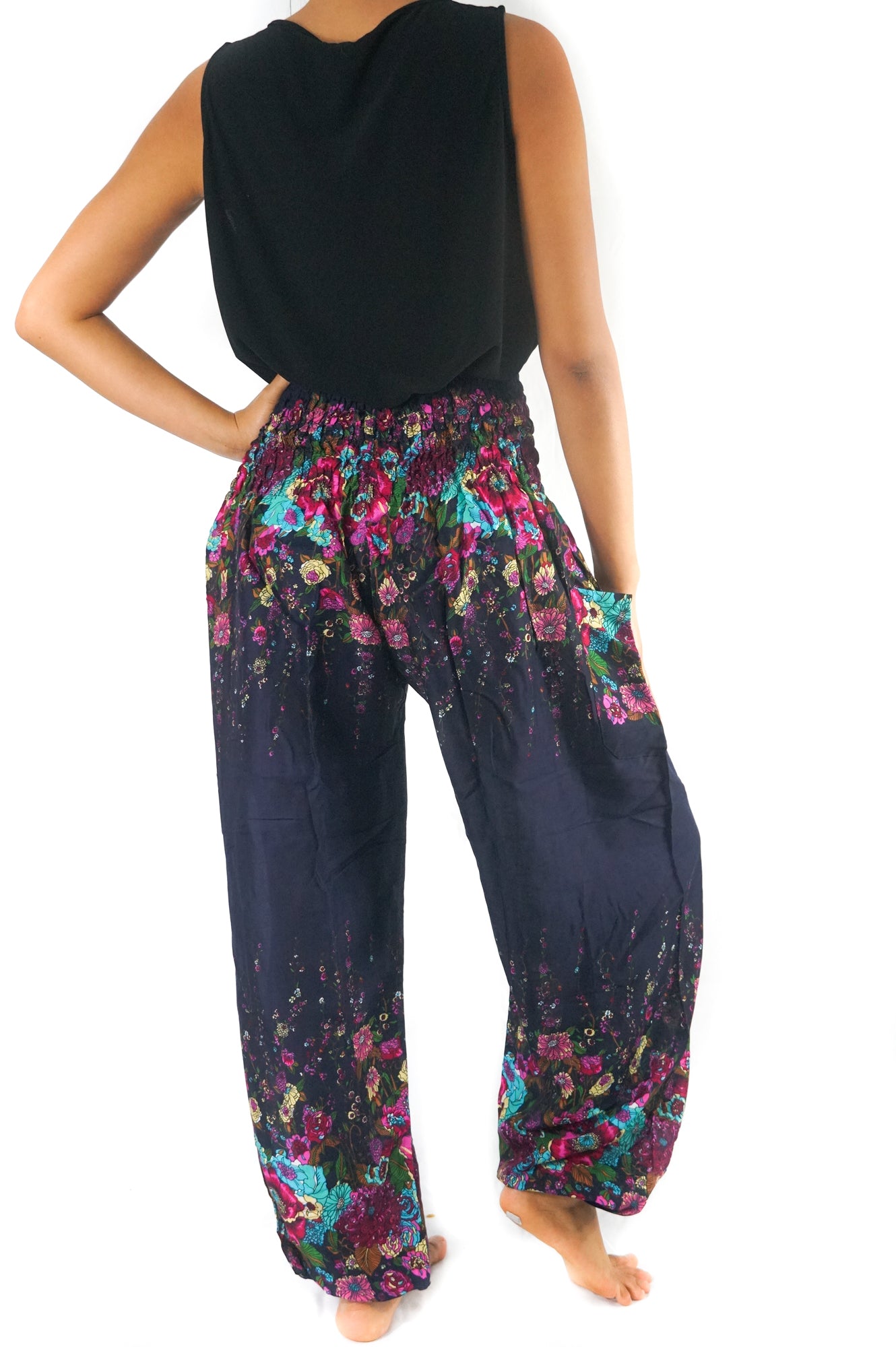 Blue FLORAL Women Harem Pants