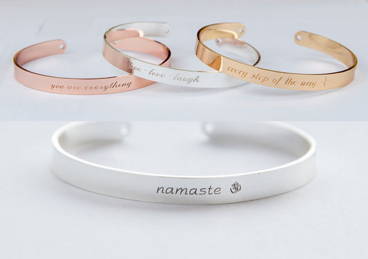 Namaste engraved bracelet : gold, rose gold or silver plating