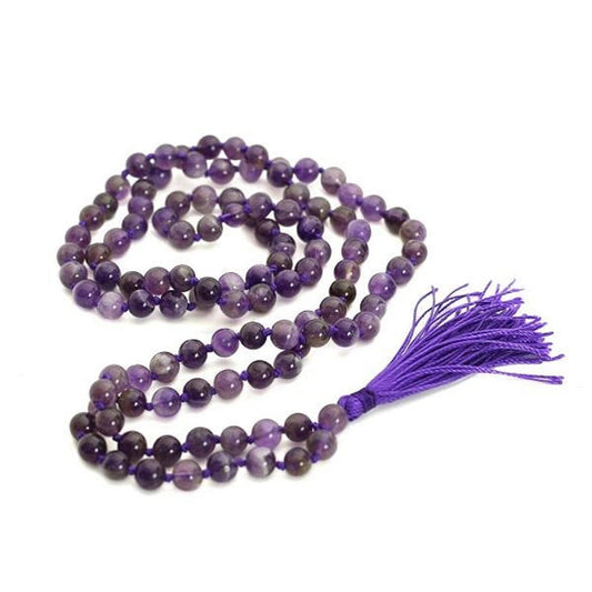 Well Natural Amethyst Mala 108 Beads. Necklace