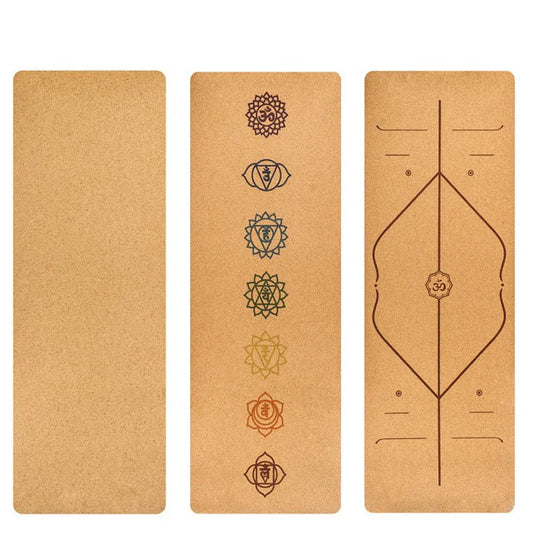 Natural Cork Yoga mat With Position Body Line