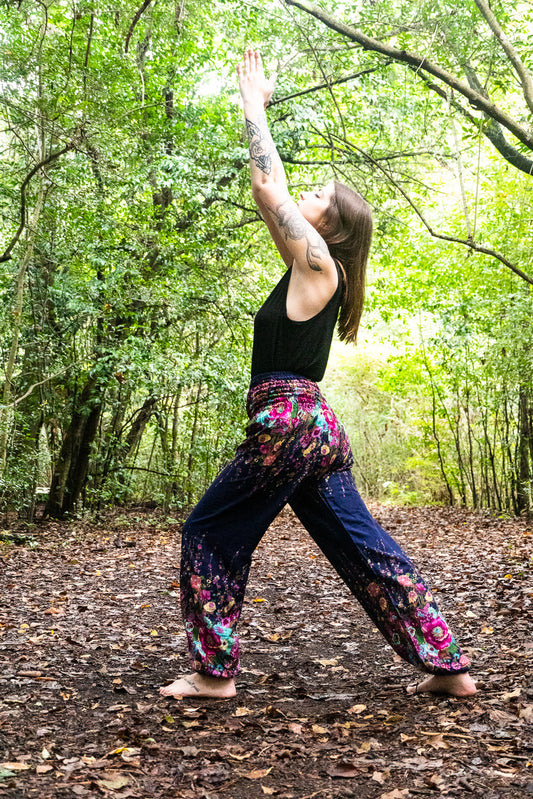 Blue FLORAL Women Harem Pants
