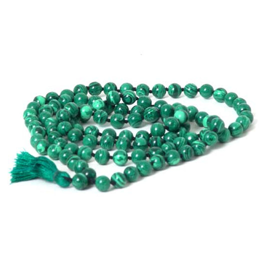 Well Malachite Mala Beads Necklace - 108 count